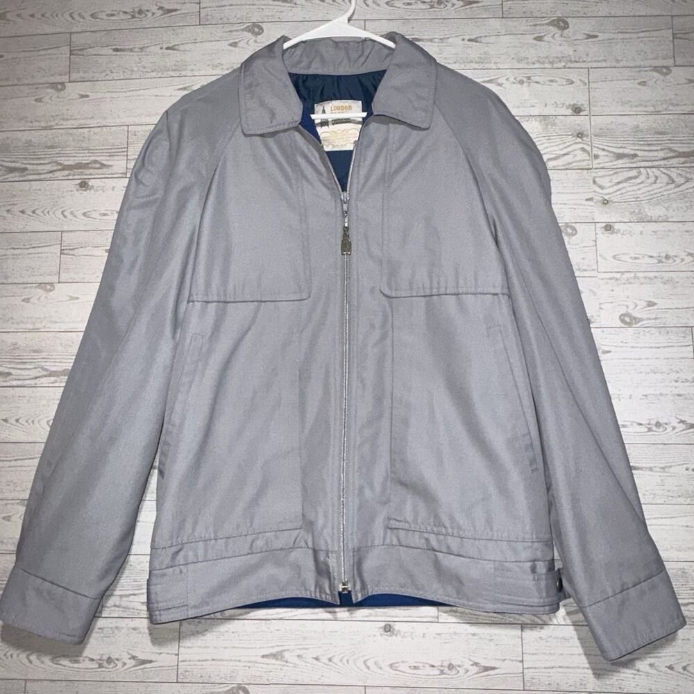 London Fog Weatherwear Of Distinction Gray Jacket Zip Pockets Men’s Size 38